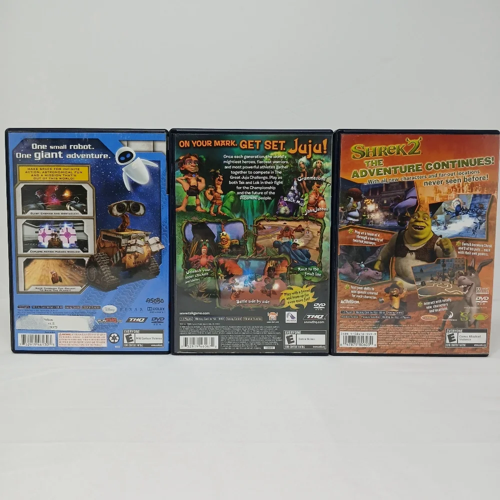 Sony Playstation 2 Video Game Lot Of 3 Shrek 2 WALL•E Tak The Great JuJu